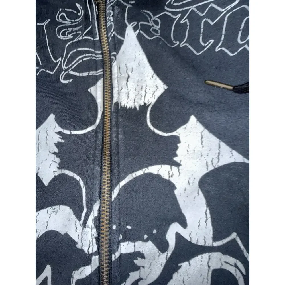 Ed Hardy XXL CROSS BOXY ZIP HOODIE, Color: Sunfaded Black, Style# EHM1303-17